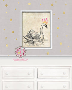 Swan Crown Boho Nursery Home Decor Wall Art Printable Print
