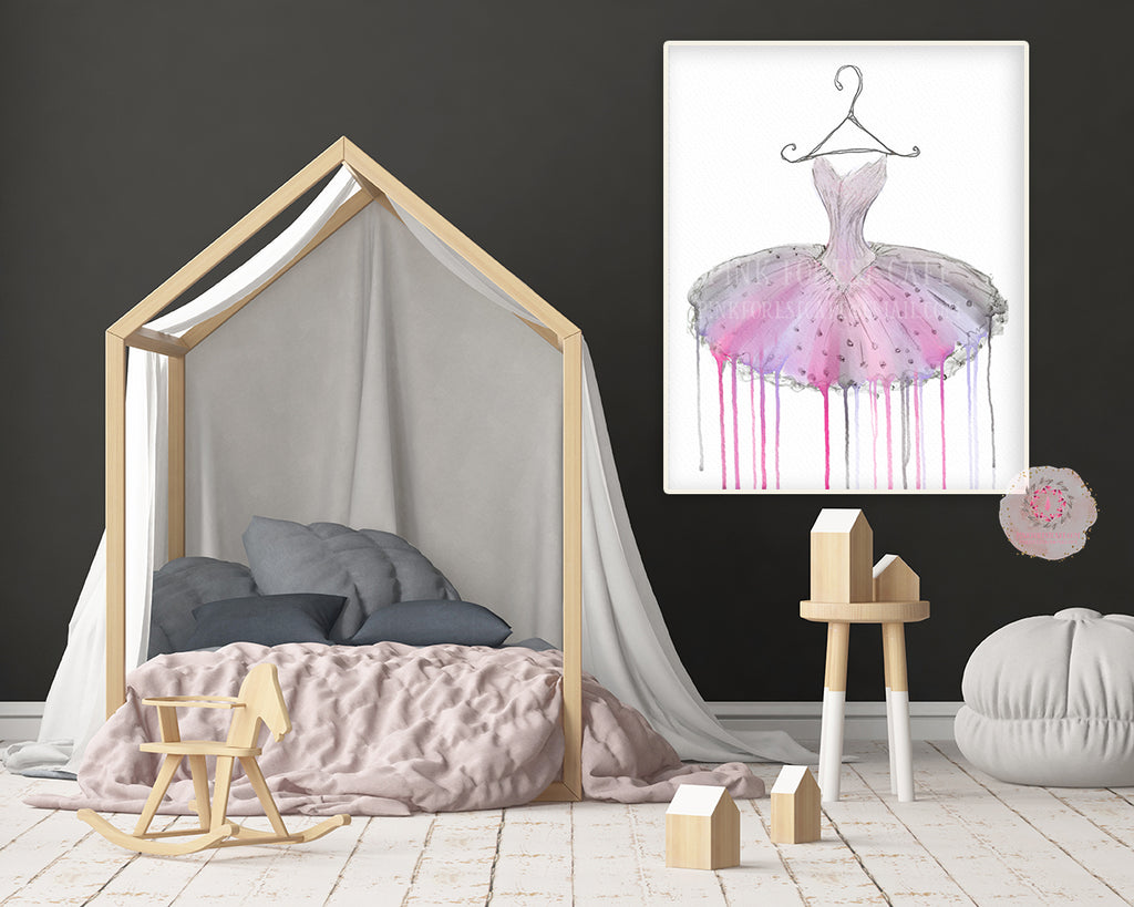 Watercolor Ballerina TuTu Ballet Dancer Wall Art Print Nursery Baby Girl Room Printable Decor