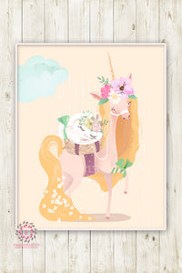 Boho Unicorn Baby Girl Nursery Wall Art Print Ethereal Whimsical Bohem ...