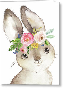 Watercolor Boho Bunny Rabbit Art Print - Greeting Card