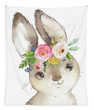 Watercolor Boho Bunny Rabbit Art Print - Tapestry