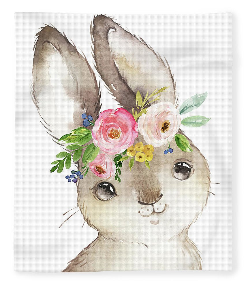 Watercolor Boho Bunny Rabbit Art Print - Blanket