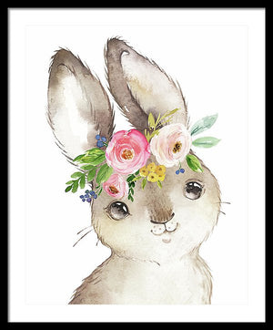 Watercolor Boho Bunny Rabbit Art Print - Framed Print