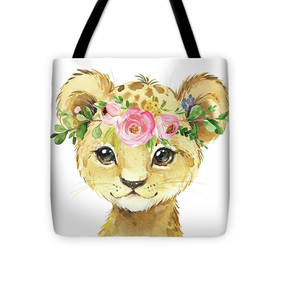 Watercolor Lion Leopard Zoo Animal Safari Art Print - Tote Bag