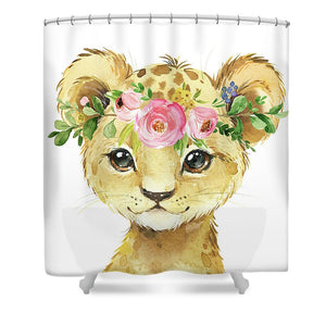Watercolor Lion Leopard Zoo Animal Safari Art Print - Shower Curtain