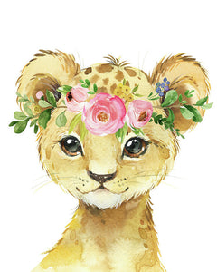 Watercolor Lion Leopard Zoo Animal Safari Art Print - Art Print