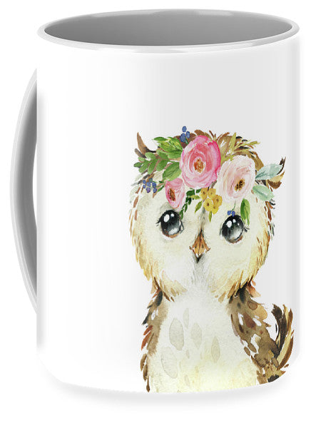 Watercolor Woodland Owl Wall Art Print Tapestry - Mug