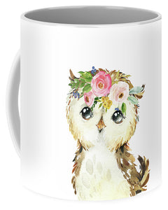 Watercolor Woodland Owl Wall Art Print Tapestry - Mug