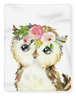 Watercolor Woodland Owl Wall Art Print Tapestry - Blanket
