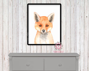 Watercolor Fox Woodland Nursery Printable Wall Art Print Kids Baby Boy Room Playroom Poster Home Decor