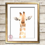 Giraffe Nursery Wall Art Print Safari Zoo Print Watercolor Floral Bohemian Baby Girl Room Kids Bedroom Decor