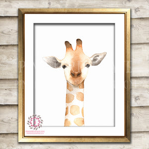 Watercolor Giraffe ZOO Safari Nursery Printable Wall Art Print Kids Baby Boy Girl Room Playroom Poster Home Decor
