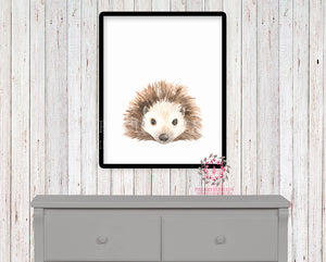 Watercolor Hedgehog Woodland Nursery Printable Wall Art Print Kids Baby Room Playroom Poster Home Decor