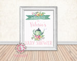 Tea Party Baby Bridal Shower Birthday Party Personalized Poster Sign Printable Print