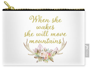 When She Wakes She Will Move Mountains Deer Antlers - Carry-All Pouch