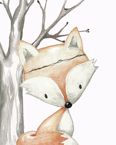 Woodland Fox Boho Baby Nursery Decor Boy Girl Wall Art Print Poster