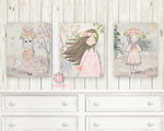 Ethereal Boho Girl Nursery Wall Art Print Set 3 Baby Room Woodland "Victoria" "Rebecca" "Molly Sue" Watercolor Butterfly Bunny Nymph Magical Printable Decor
