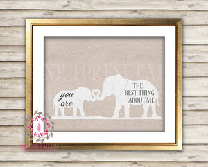 You Are The Best Thing About Me Heart Elephant Mama Zoo Printable Print Wall Art Baby Nursery Home Decor